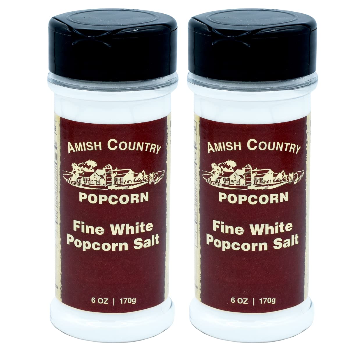 Amish Country Popcorn Fine White Popcorn Salt, 2 NonGMO Bottles