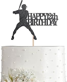 Black Baseball 12 Birthday Cake Topper, Glitter Happy 12th Birthday Party Decoration