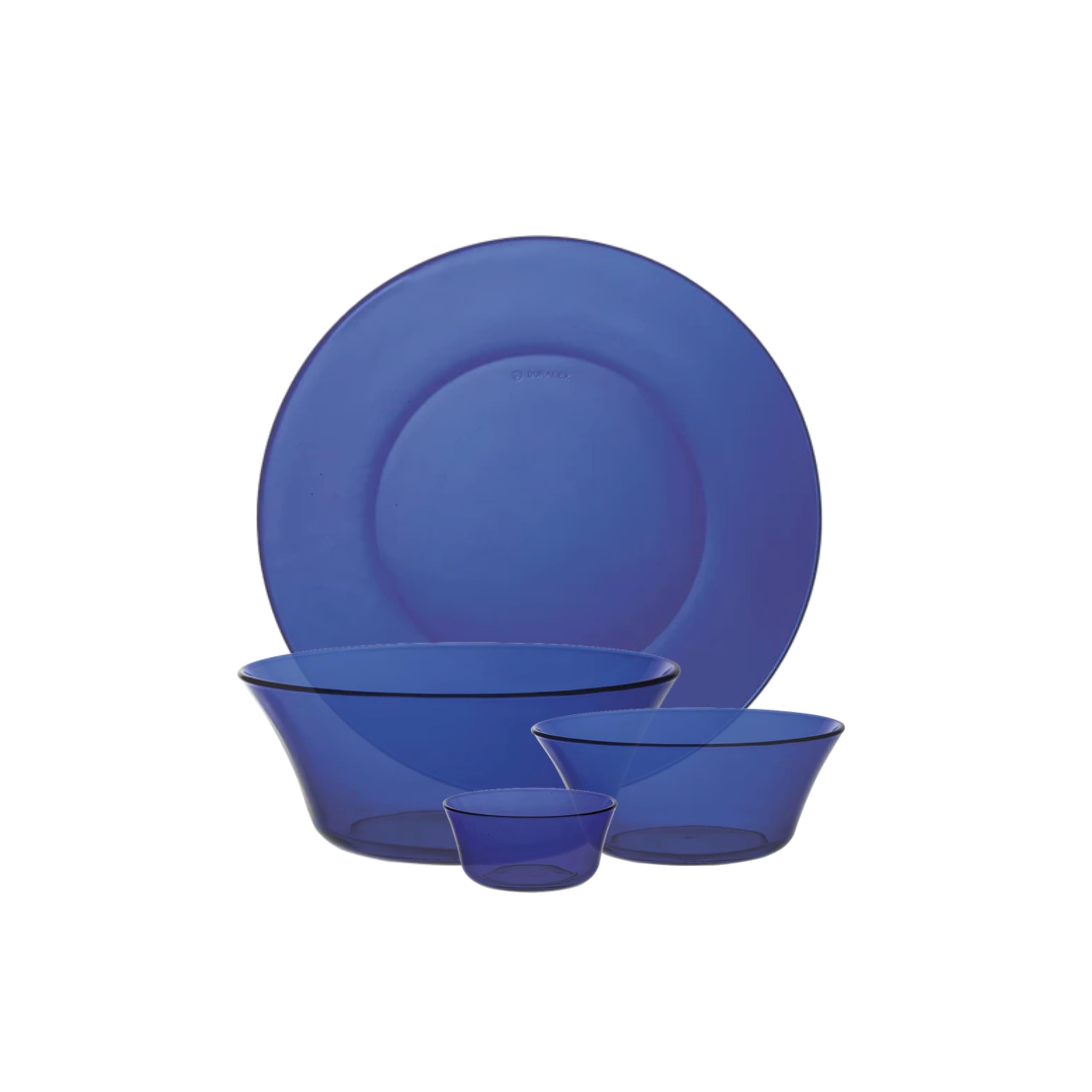 Duralex® Solid France 14 Piece Tempered Glass Dinner Set | 3X Stronger & Durable | Microwave & Dishwasher Safe | Ultra Scratch Resistant | Sapphire (Navy) | For Dining & Gifting