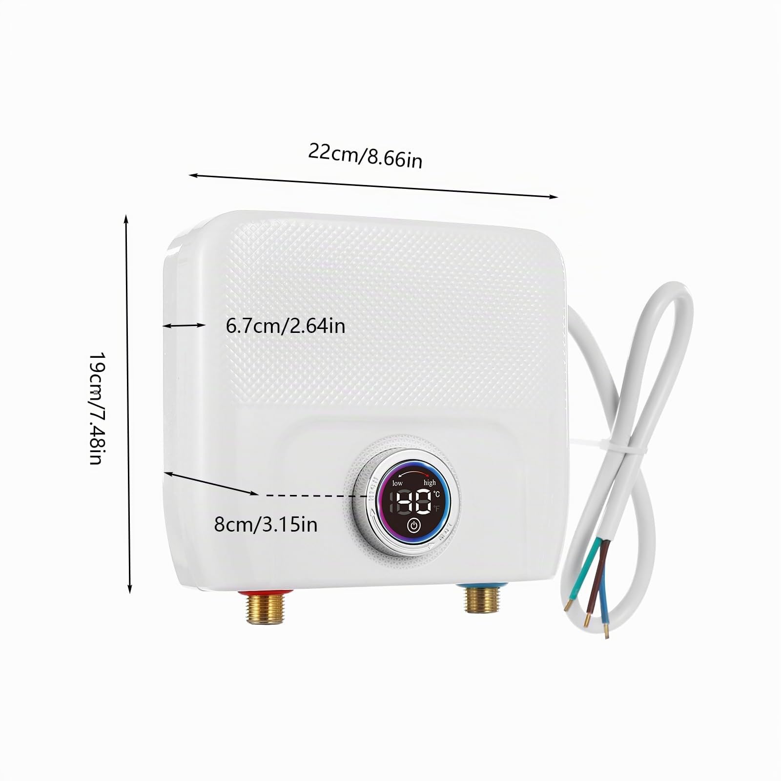 Scaldabagno Istantaneo 6500W, Scaldabagno Elettrico 220V, Mini Scaldabagno Senza Serbatoio, Schermo LED Digitale, Funzione Memoria, Controllo Intelligente, per Cucina Bagno Lavandino
