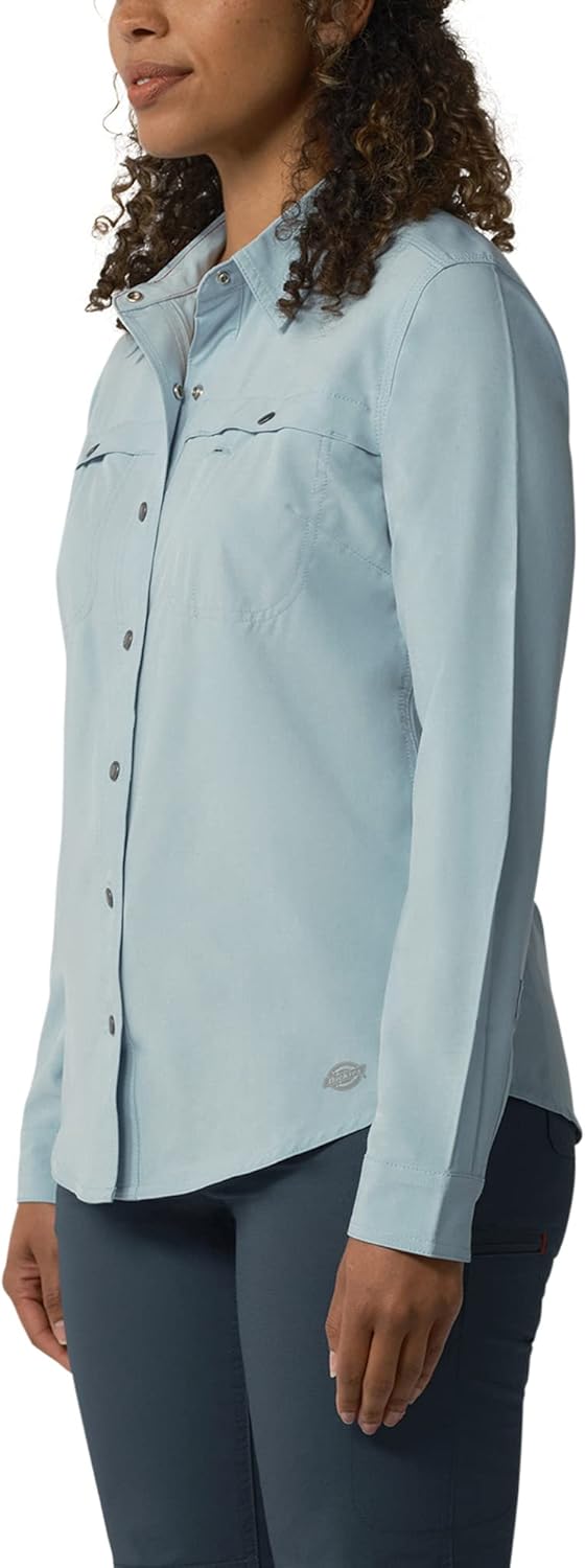 Dickies Womens Cooling Roll-tab Work Utility Button Down Shirt, Clear Blue, 2X US - Image 3