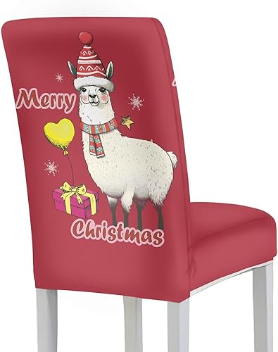 Miniatura 3 de HUGS IDEA Merry Christmas Dining Room Chair Covers Cute Sheep Kitchen Chair Covers Stretch Dining Chairs Cover Set of 6 Parsons Chairs Slipcovers