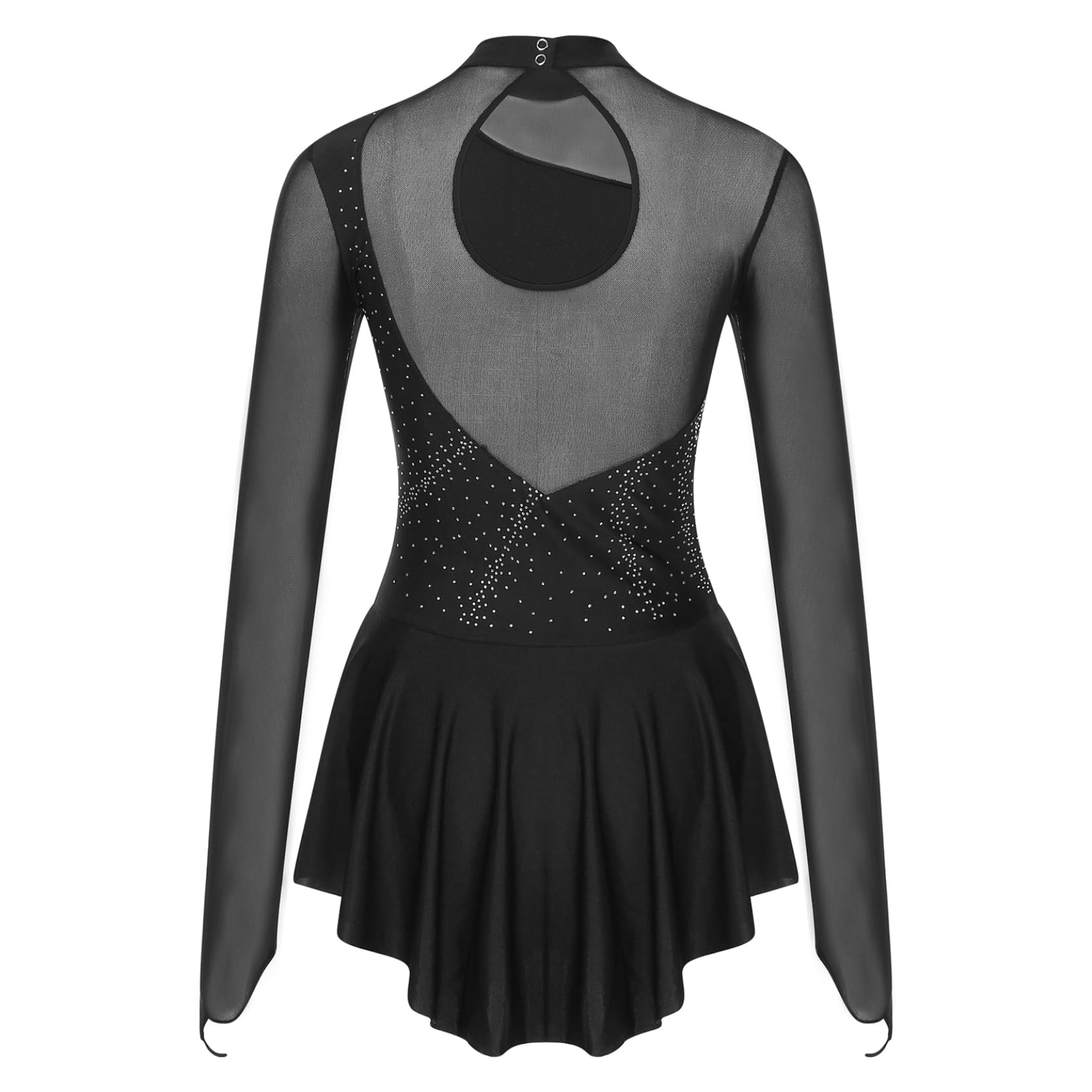 inlzdz Damen Eiskunstlauf Kostüm Langarm Kürkleid Eiskunstlauf Kleid mit Leggings Trainingshose Übung Eislaufen Kleidung Wettkampf Auftritt