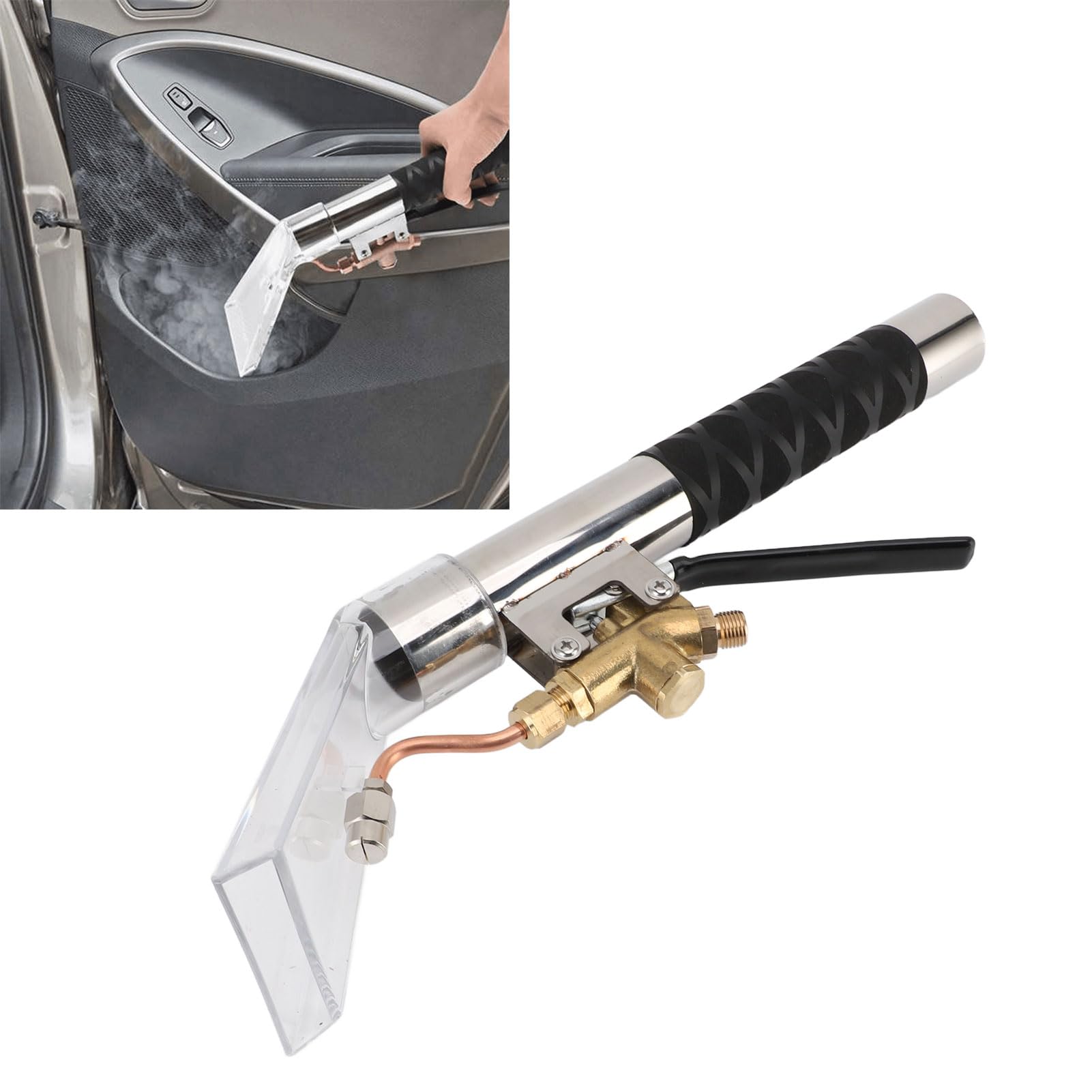 Jeanoko Cabezal de Aspiración Extractor de Alfombras, Varilla de Válvula de Latón de Acero Inoxidable Eficiente para Eliminación Eficaz de Polvo y Olores en Interiores de Automóviles