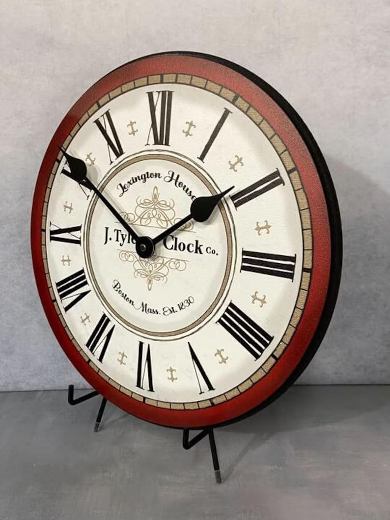 Vermont Red Wall Clock | Ultra Quiet Quartz Mechanism | Hand Made in USA Beautiful Crisp Lasting Color | Comes in 8 Sizes | 12-Inch