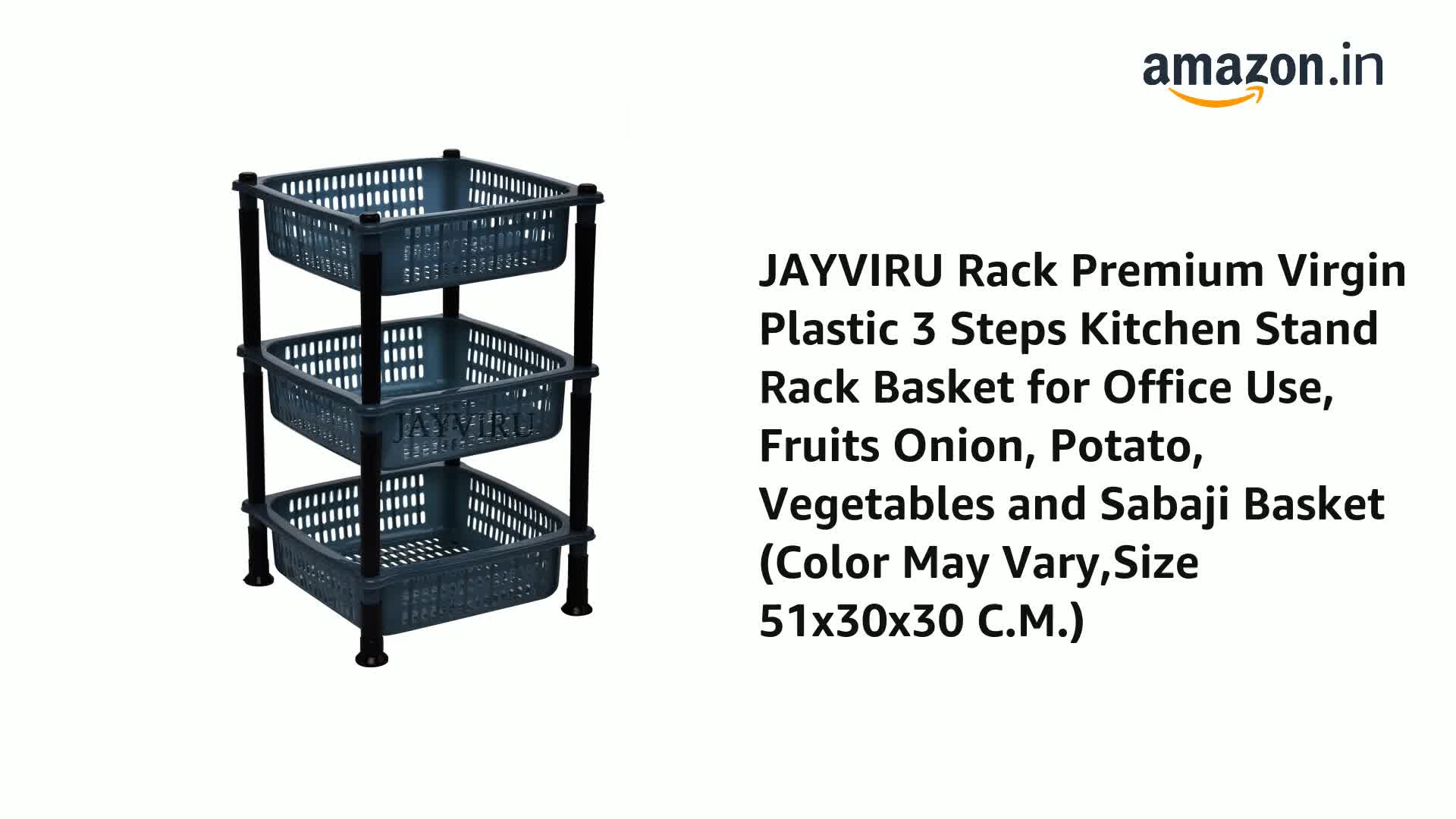 JAYVIRU Premium Plastic 3-Step Kitchen Stand Rack Basket for