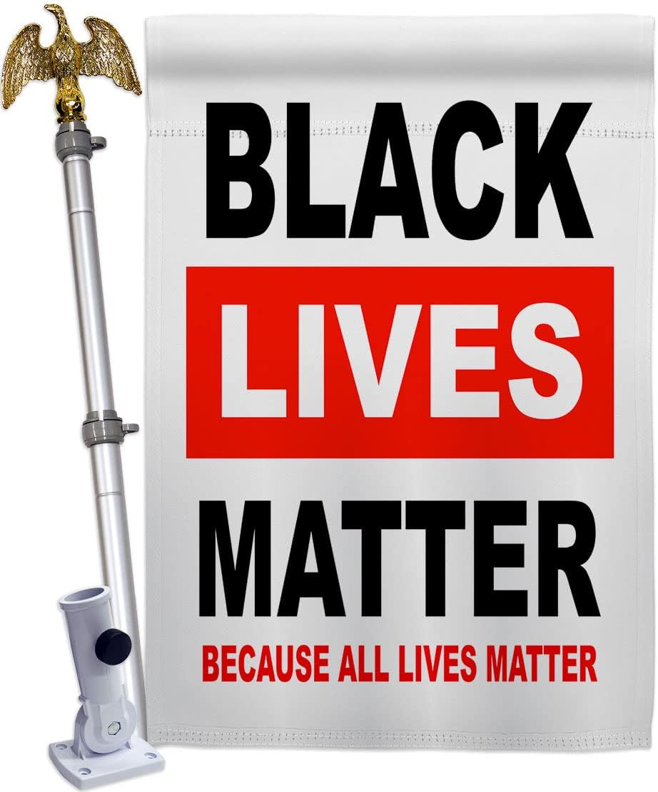 Because All Lives Matter Wall Hanging Decor American Flag Banner Pack Patio Porch Lawn Garden Room Decorations Outdoor Tapestry Yard Signs Art Black History Month African American Heritage Made In USA