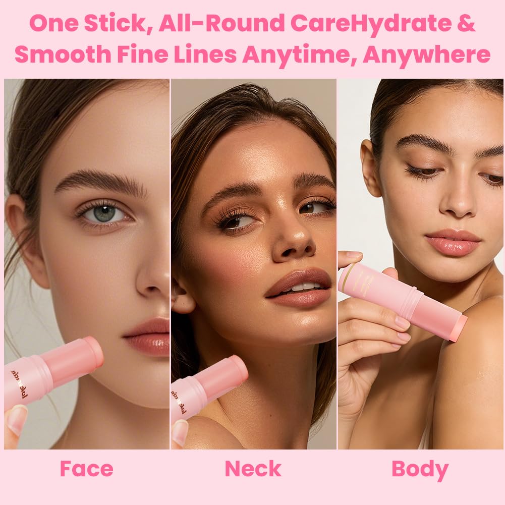Aomig 2 Pezzi Multi Balm Stick, Calcium Stick Antirughe con Estratto di Collagene, Sticks Idratante al Collagene Per Occhi, Collo e Viso, Balsamo Anti-Età, Idratante, Antirughe