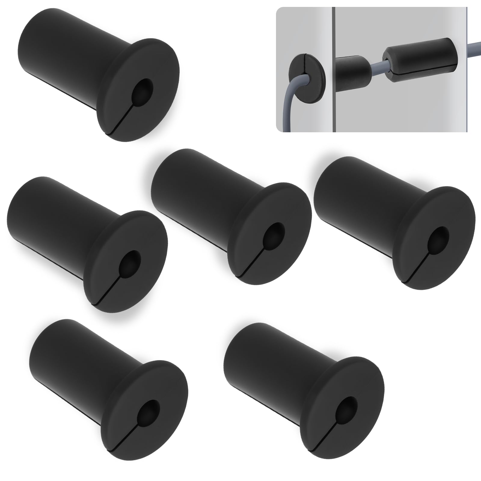 6 PCS 3/4" Starlink Wall Grommet for Cables, Cable Grommet Pass Through Kit, Silicone Wall Bushing for Cables Accessories for Starlink Ethernet Cord Routing
