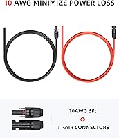 Vista 6 de BougeRV Cable de extensión solar de 6 pies 10AWG con conector hembra y macho con par adicional de conectores, kit de adaptador de panel solar