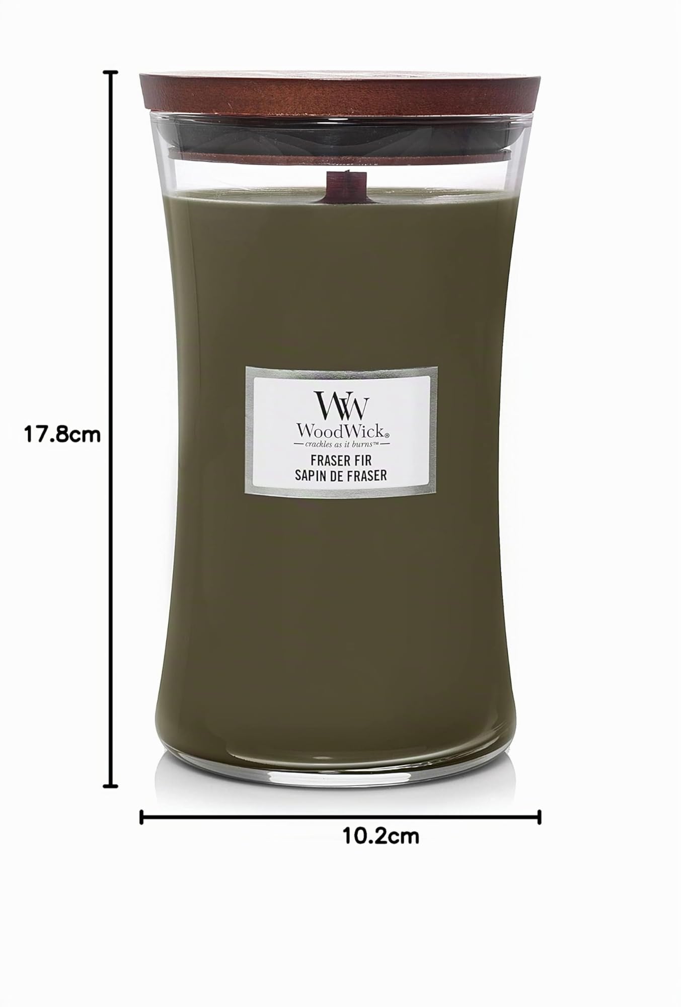 WoodWick Hourglass Candela Profumata Grande | Fraser Fir | Con Stoppino Scoppiettante | Fino a 130 Ore