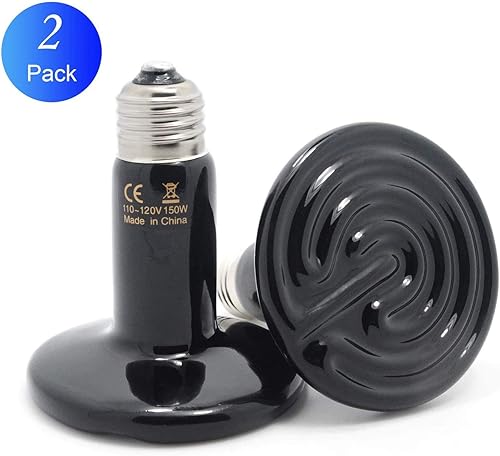 Miniatura 6 de iRuiZhe Lámpara de calor de cerámica para mascotas de 150 W y 110 V, paquete de 2 unidades, bombilla infrarroja para mascotas, sin daño, sin luz,