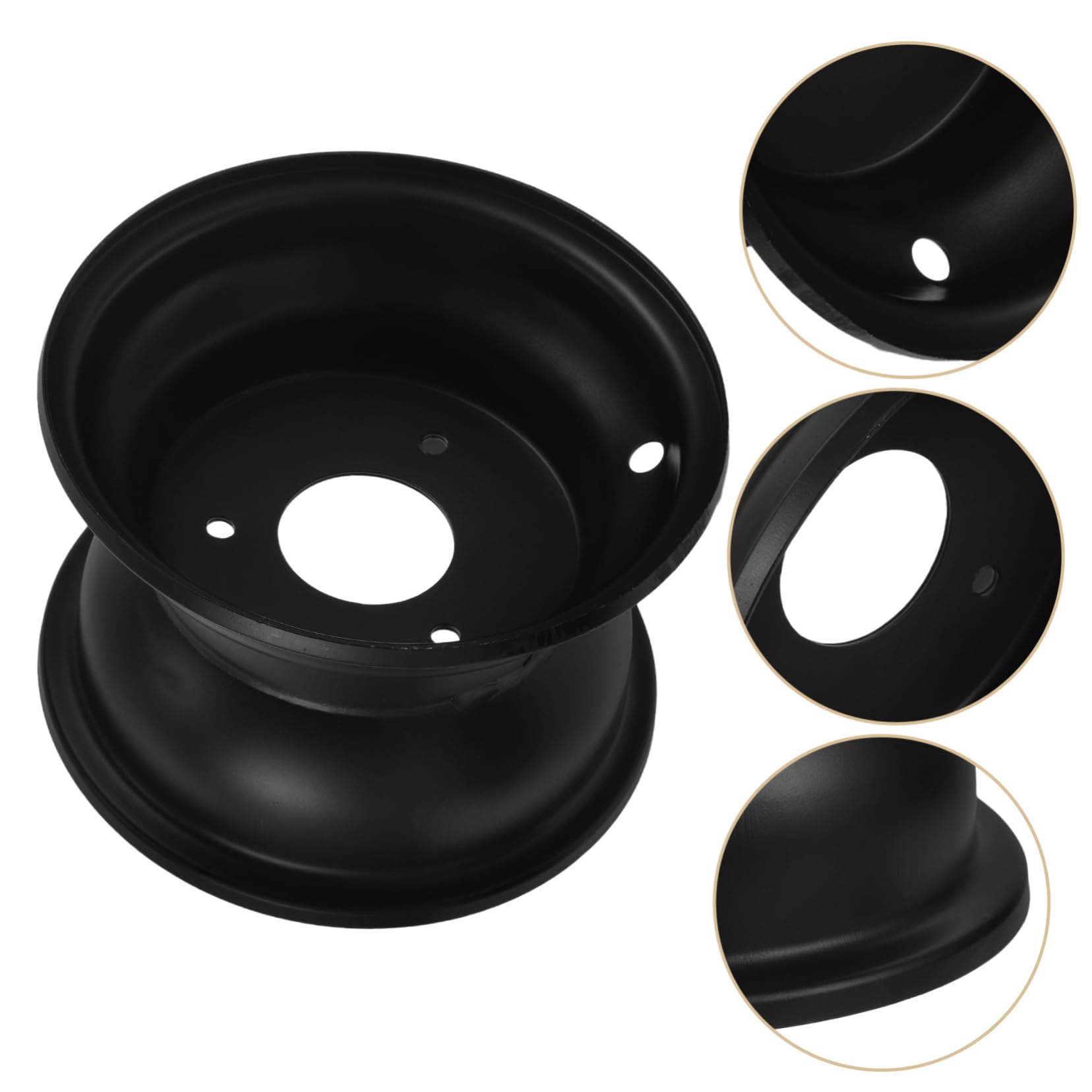 Ciieeo Cerchione Ruote Go Kart in Ferro Nero 16x8-7 Pollici Tre Fori, per Atv e Quad, Stile Elegante, Stabilità Ottimale e Facile Installazione