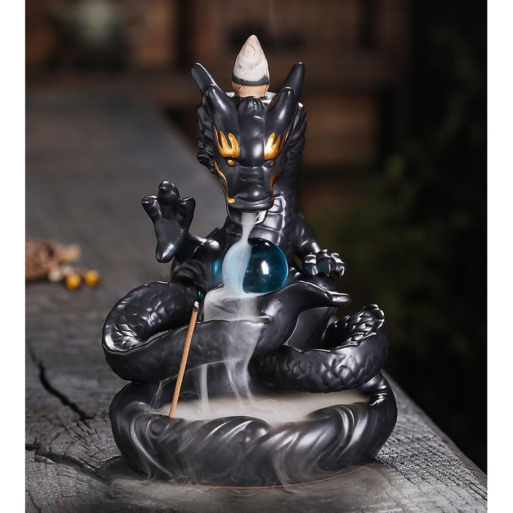 Porta Incienso Quemador de Incienso de reflujo de cerámica de dragón Chino, Adornos creativos, artesanías Ornamentales, Quemador de Incienso, Sala de meditación Quemador De Incienso De Reflujo