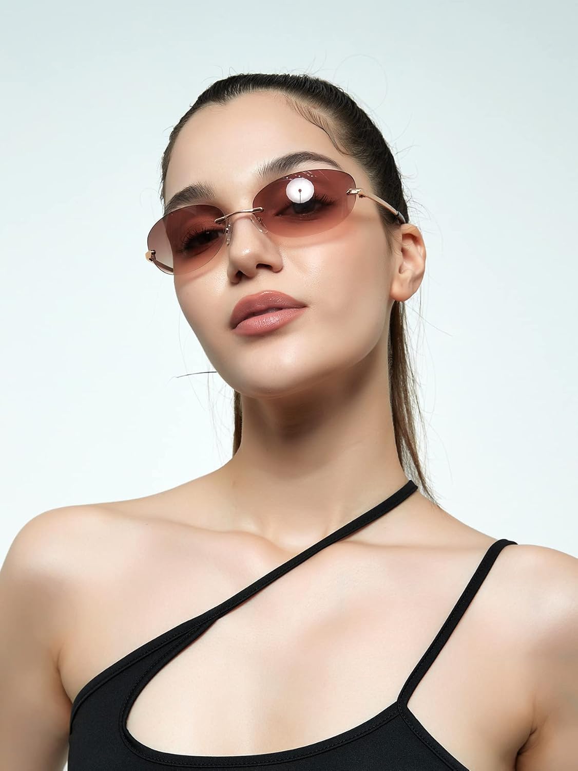 FEISEDY Trendy Rimless Oval Sunglasses for Women Men Retro 90s Eyewear Frame Y2K Glasses B2393 - Image 5