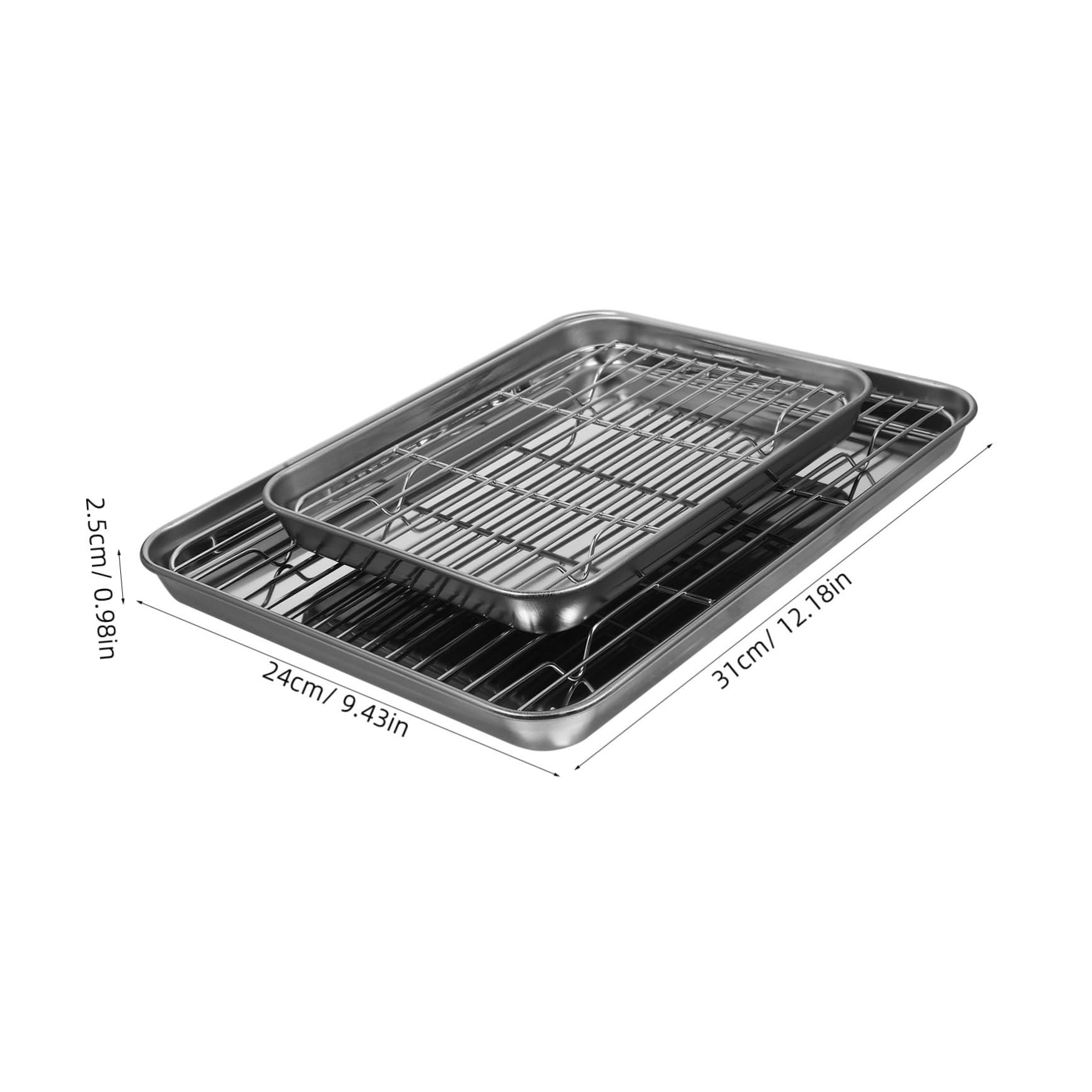 SOLUSTRE 2pcs Stainless Steel Fruit Storage Dishes Practical Drain Pans for Barbecue and Kitchen Use Multi-functional Vegetable and Fruit Draining Trays