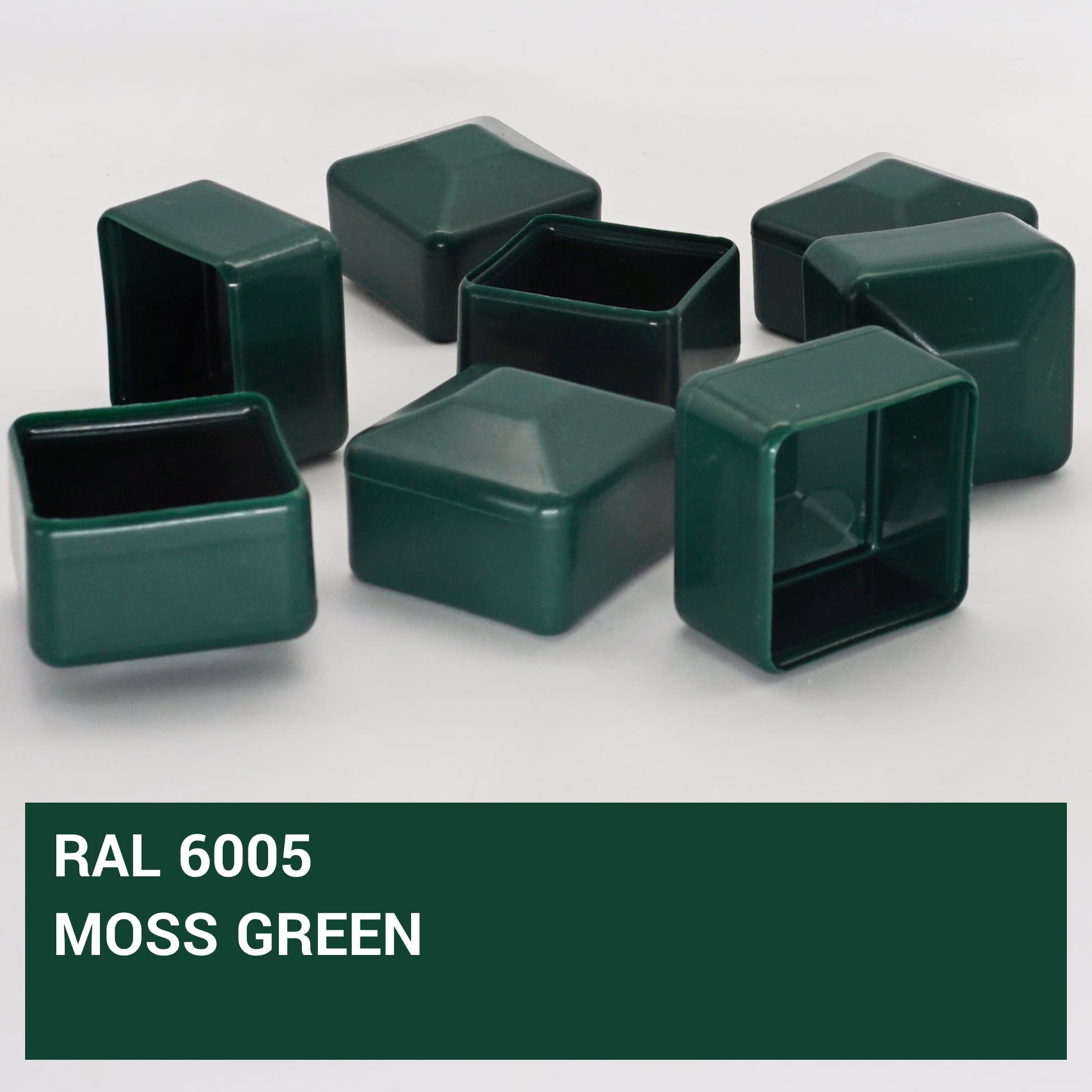 SKIR'CO (10 pcs) Fence Post Caps, Square 40 x 40 mm Green Plastic Caps for Fence Posts Moss Green RAL 6005 Colour - Image 3