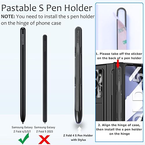 Miniatura 2 de Funda para Samsung Galaxy Z Fold 5 con soporte para bolígrafo S y soporte para bolígrafo, diseño de una sola pieza Z Fold 5 Funda con protector de