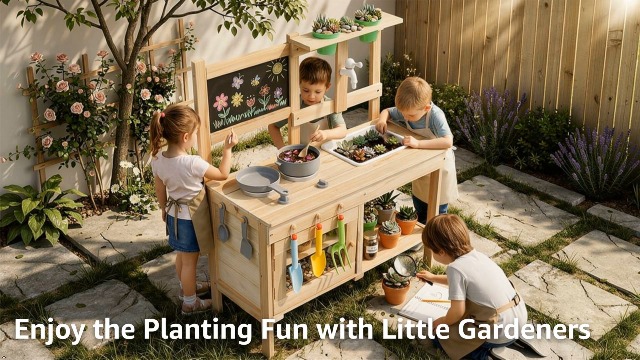 Amazon.com: Ktaxon Outdoor Mud Kitchen with Planter Box, Kids