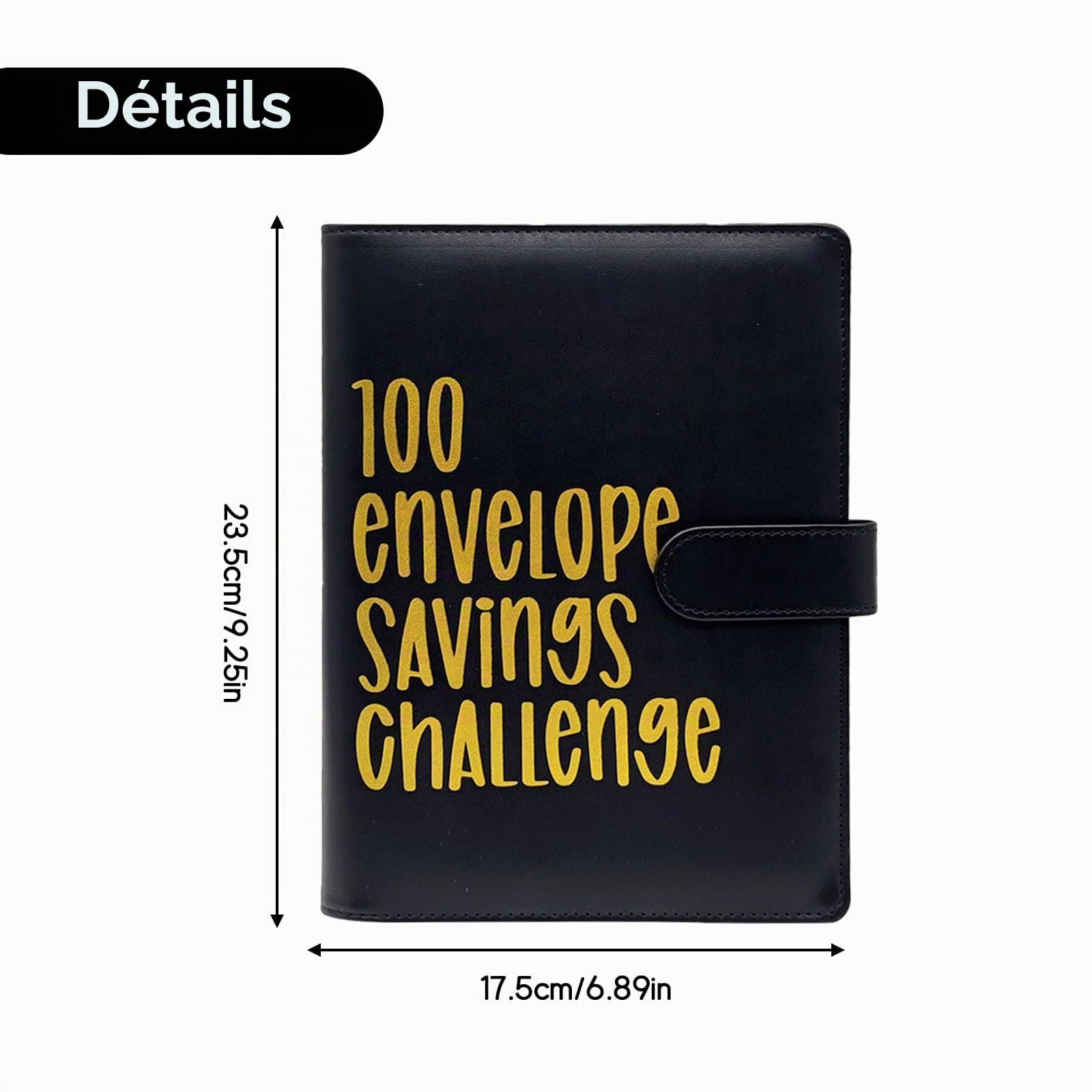 Lot de 100 Enveloppes Challenge Binder - Saving Challenge - Avec Enveloppes pour Argent Liquide - Pour l'École, la Maison, le Bureau - Noir