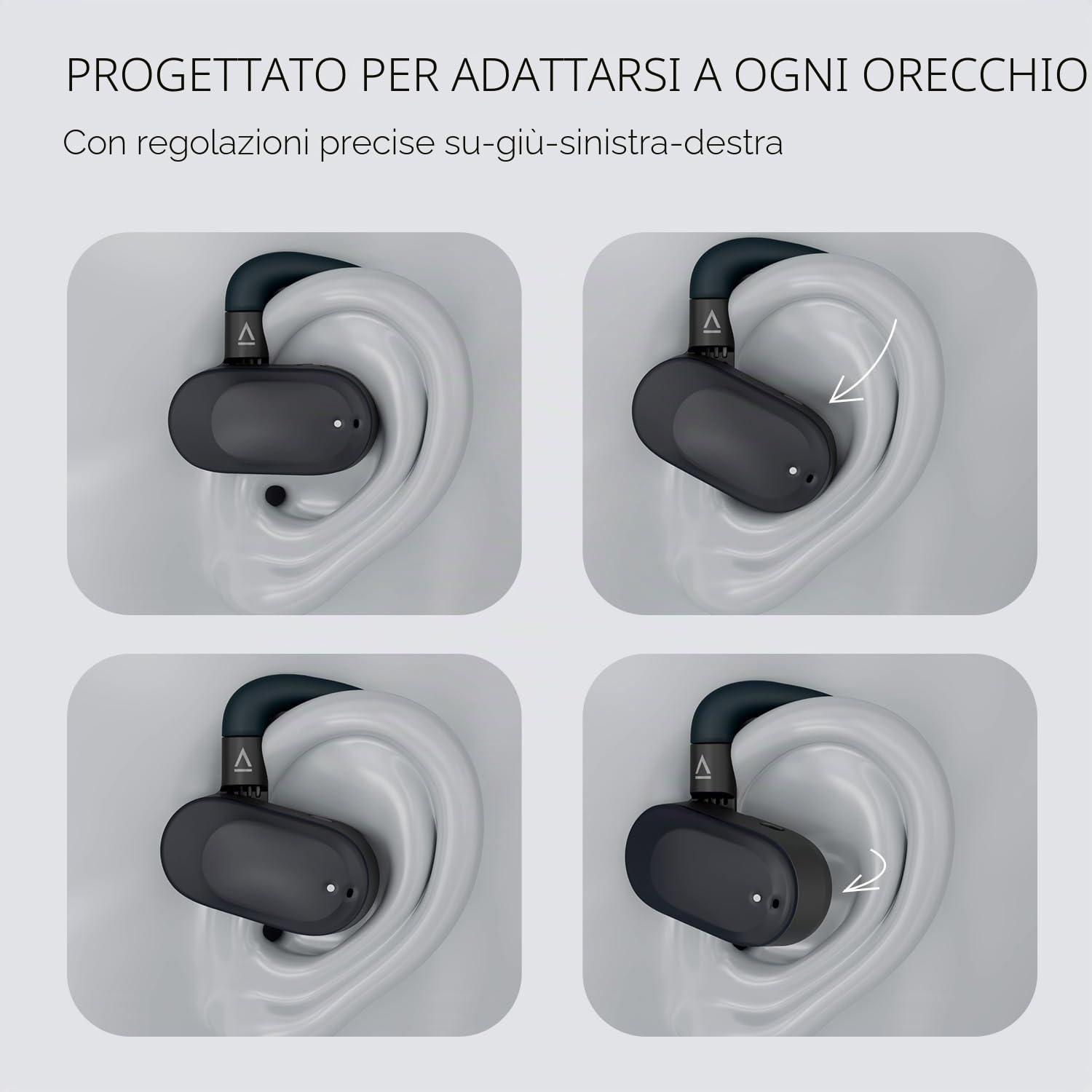 CREATIVE Outlier Go Cuffie wireless open-ear con vestibilità regolabile e ganci per le orecchie, tempo di riproduzione totale fino a 26 ore, due microfoni, Bluetooth 5.4, IPX4 (Blu scuro)