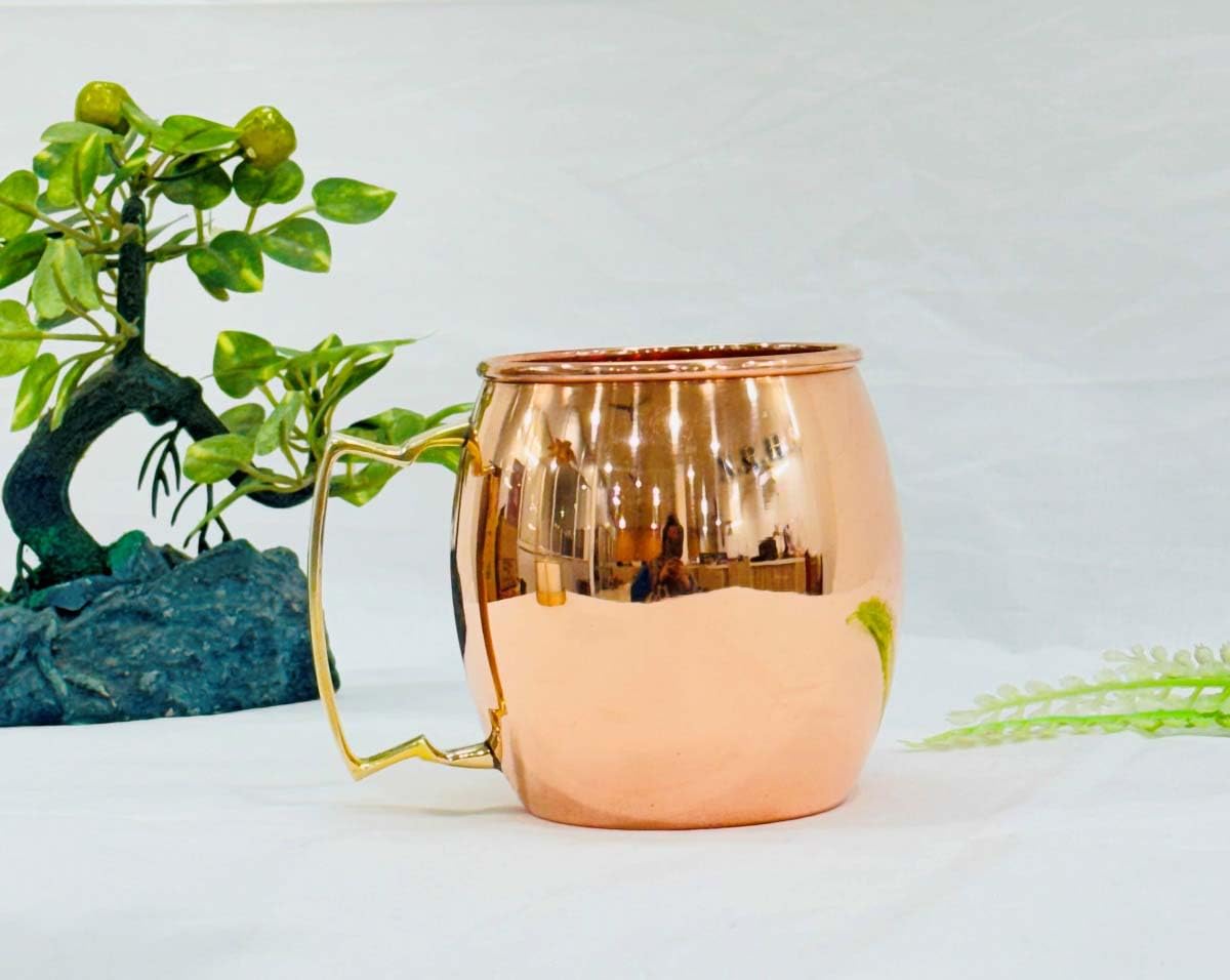 Nautical Replica Hub Moscow Mule Mug Handcrafted of 100% Pure THICK Copper - Straight Smooth Finish - RAW Copper Interior - Authentic and Strong Riveted Handle - Holds 14oz