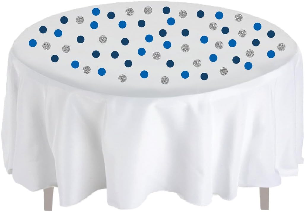 Andaz Press Large Confetti Party Table Decor, 1.5-inch Double-Sided, Royal Blue, Matte Silver, Navy Blue, 180-Pack Faux Printed Glitter
