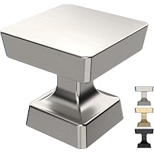 9BUILD 10 Pack 1.2 Inch Brushed Satin Nickel Square Cabinet Knobs - Zinc Hardware for Kitchen Drawers and Dressers