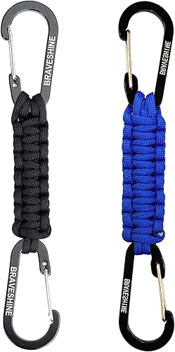 Miniatura 10 de BRAVESHINE Paracord Keychain Carabiner Clip, D Ring Lanyard Hanger Stroller Hook for Water Bottle, Key, Backpacks, Men, Women