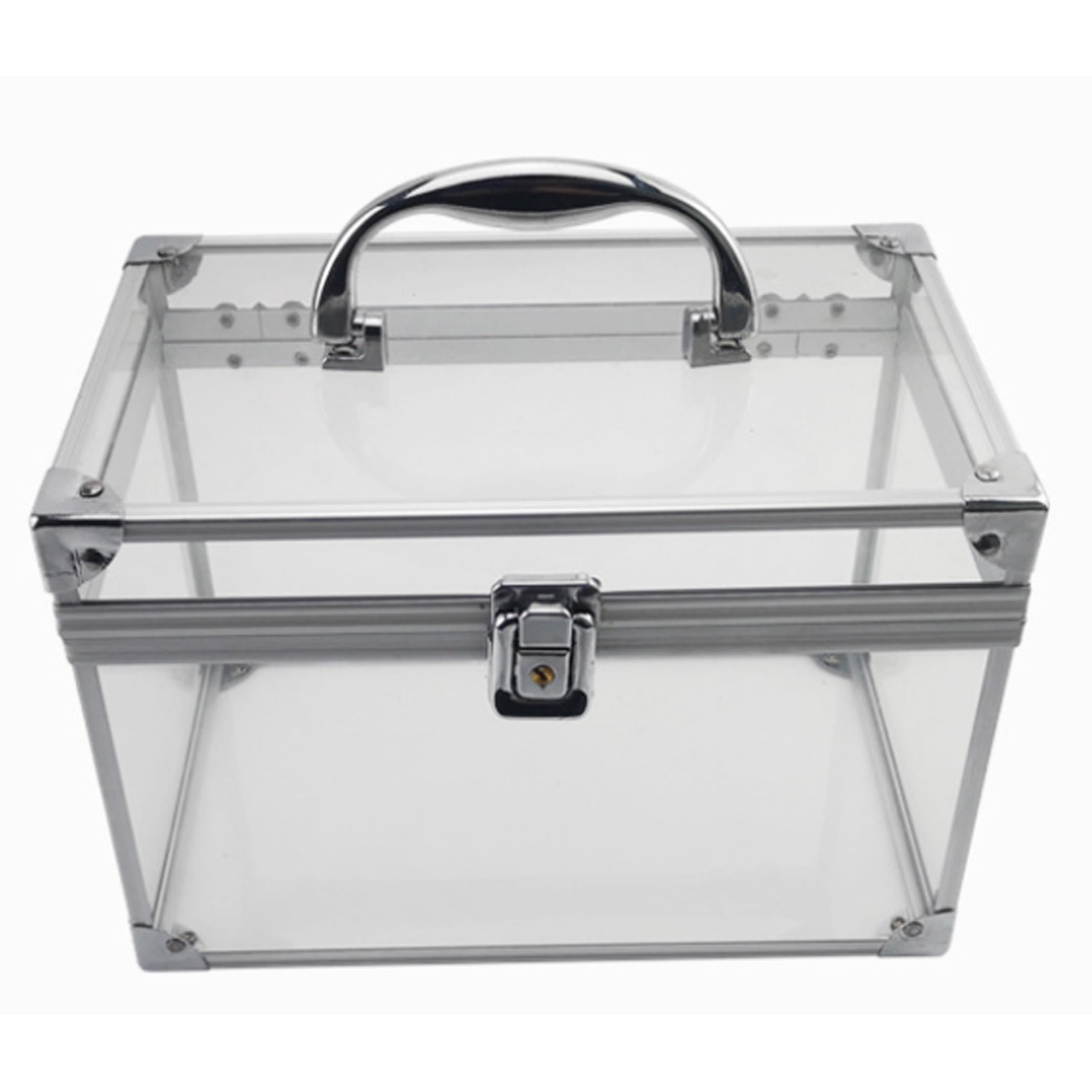 Boîte de rangement de maquillage transparente en acrylique et aluminium | Étui Couronne 8x6x5.5