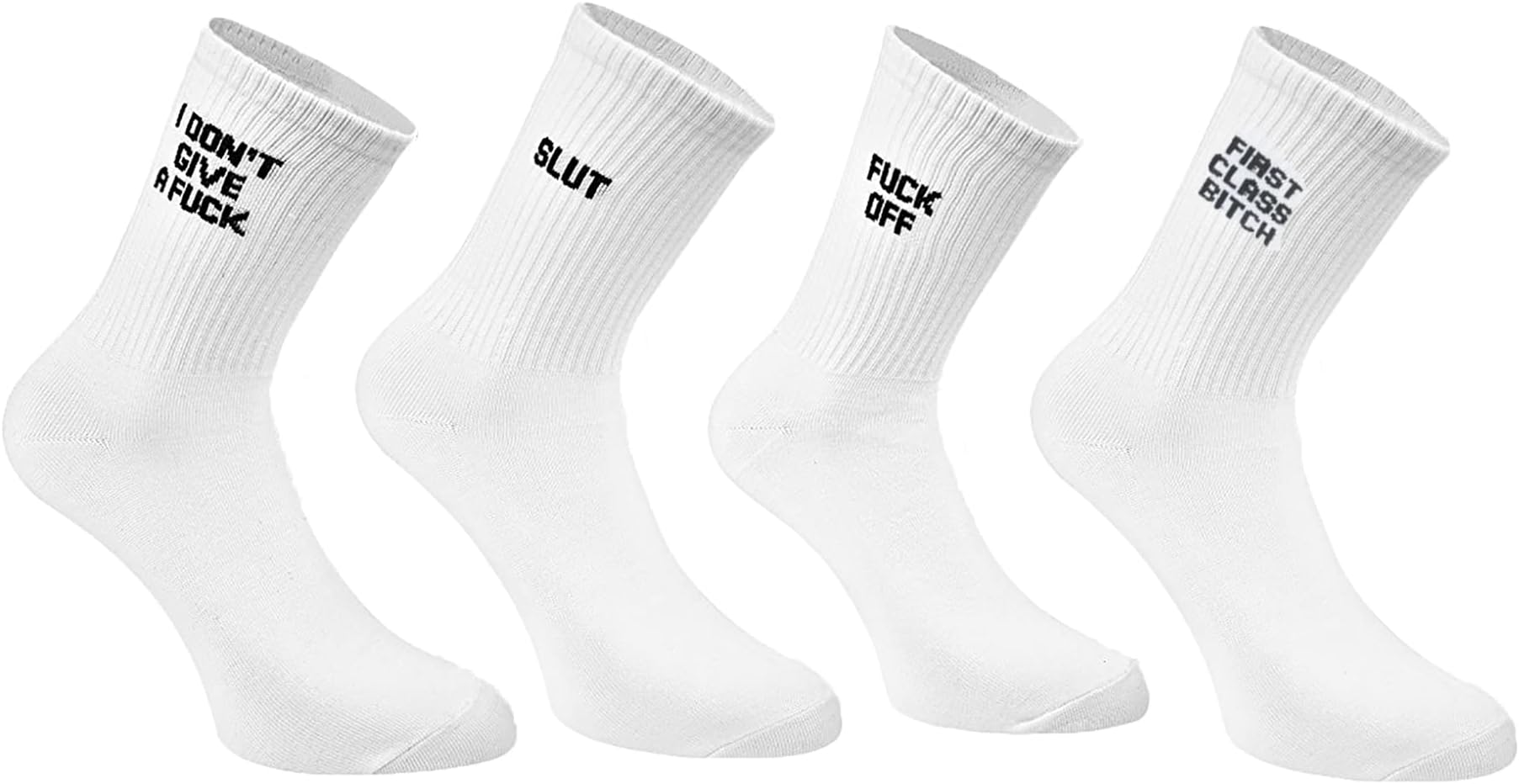 Ryshman Womens Christmas Novelty Crew Tube Socks with Funny Sayings Fuck Off