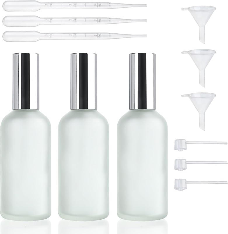 YU FENG Frascos de Perfume de Vidro Recarregáveis com Spray, 100 mL, Style 4, Pacote com 3