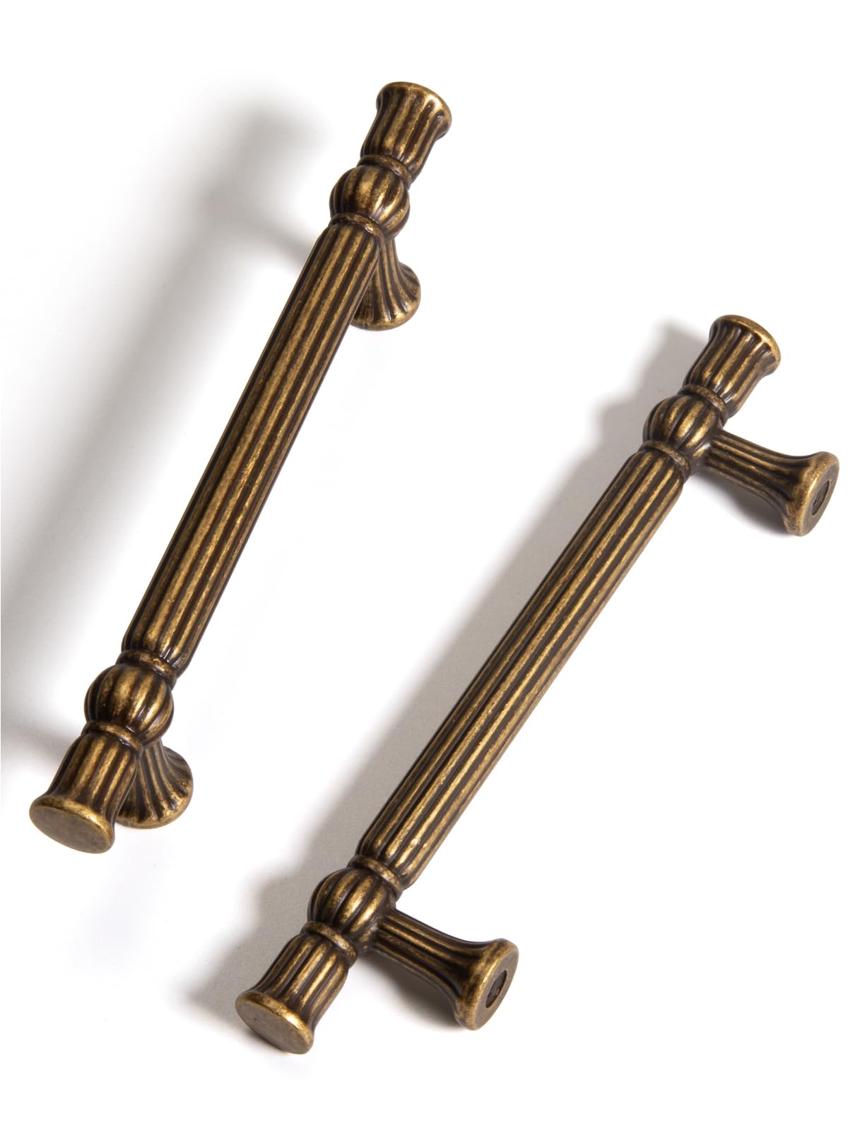 Antique Brass Cabinet Pulls - 3-3/4 Inch(96mm) Hole Center Classic Vintage Drawer Handles Zinc Alloy ,Kitchen Cupboard Bathroom Dresser Cabinet Hardware (2, Antique Brass, 3-3/4"(96mm) Hole Centers) — image 1