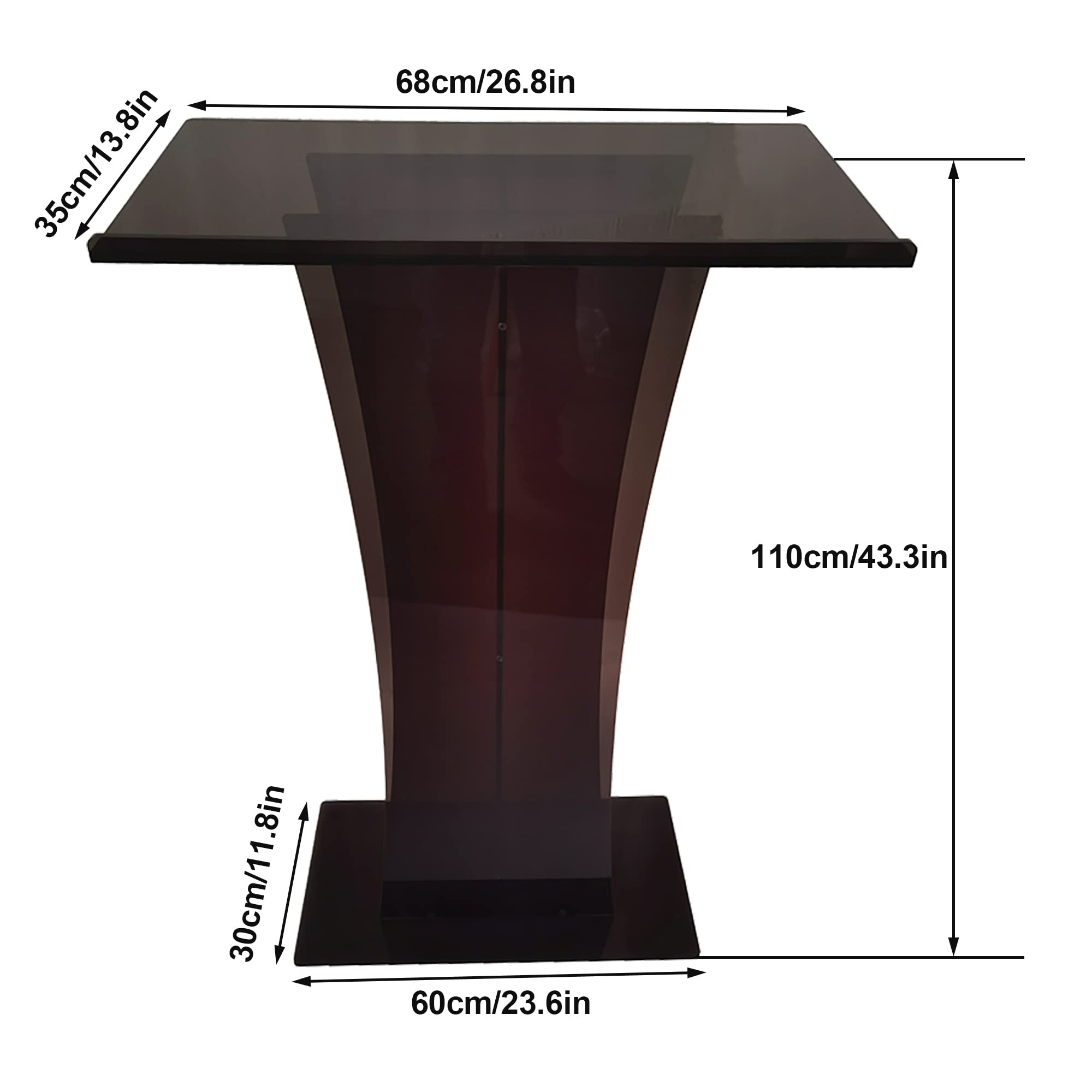 Tragbares Rednerpult aus braunem Acryl – Transparentes Präsentationspult für Kirche, Schule, Büro, Zeremonie – Leichtes und Robustes Design