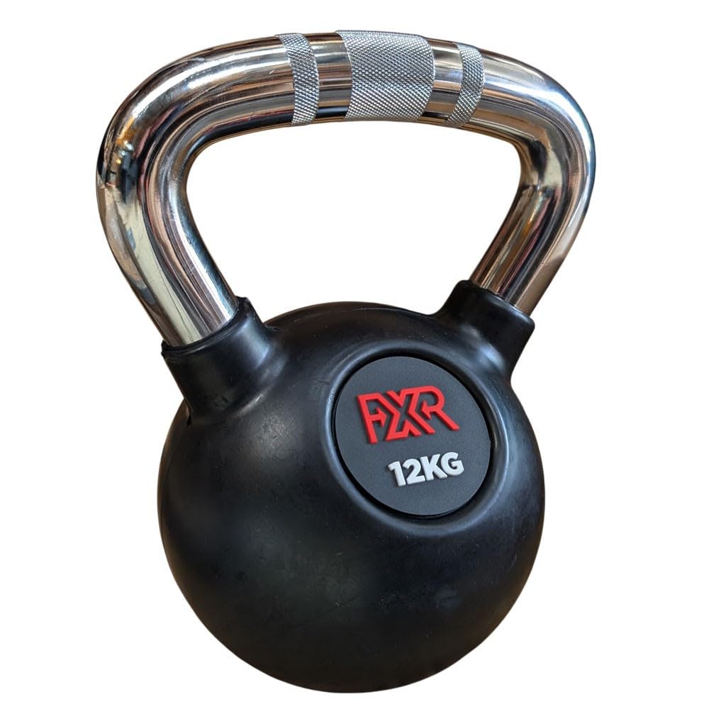 Rubber Coated Kettlebell With Knurled Steel Handle 12KG