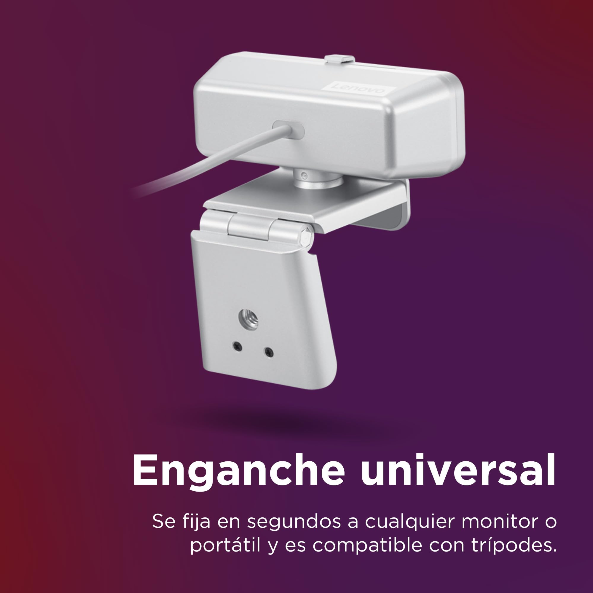 Lenovo 310 Cámara Web Full HD, Cámara para Ordenador con resolución nítida, micrófono estéreo Integrado, Tapa para privacidad y Enganche Universal – Blanco