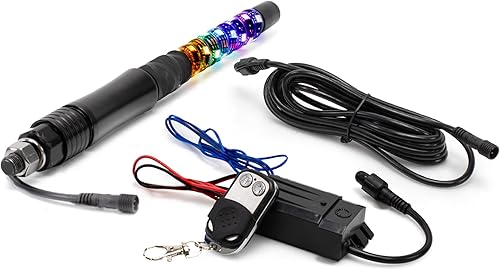Miniatura 12 de True Mods - 2 luces led de látigo en espiral, RGB, control remoto inalámbrico RF, bandera, impermeable, antena para RZR Can-Am Polaris, SxS, 4x4