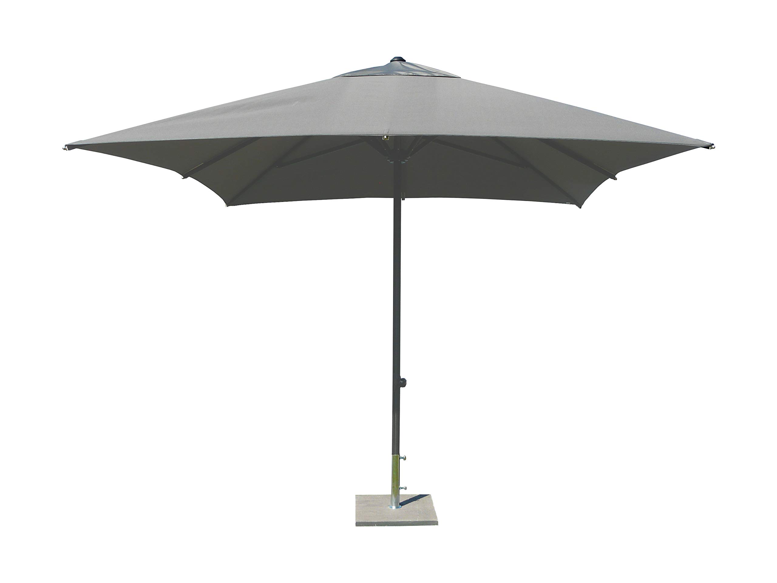 Maffei Art 139q Parapluie carré en tissu polyma imperméable Armature télescopique en aluminium Fabriqué en Italie Gris 300 x 300 cm