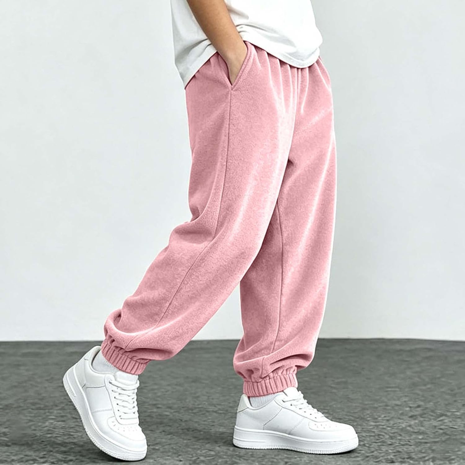 Boy's Casual Baggy Pants Solid Workout Sweatpants Joggers