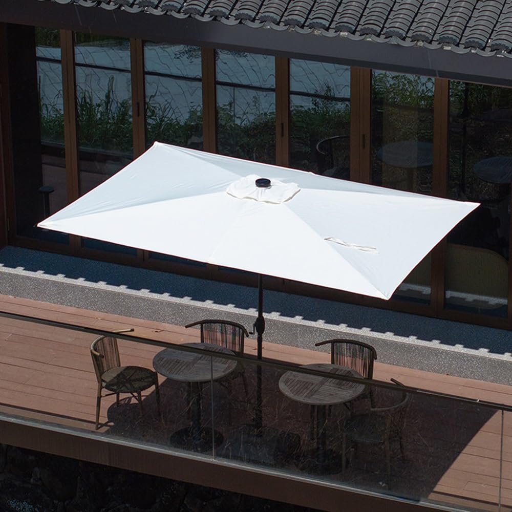 Telo di Ricambio per Ombrellone 3.0x2.0 m 3.0x3.0 m con Presa d'Aria Superiore, 6 Stecche Tettoia di Ricambio per Ombrello Impermeabile(White,2.0x3.0m)