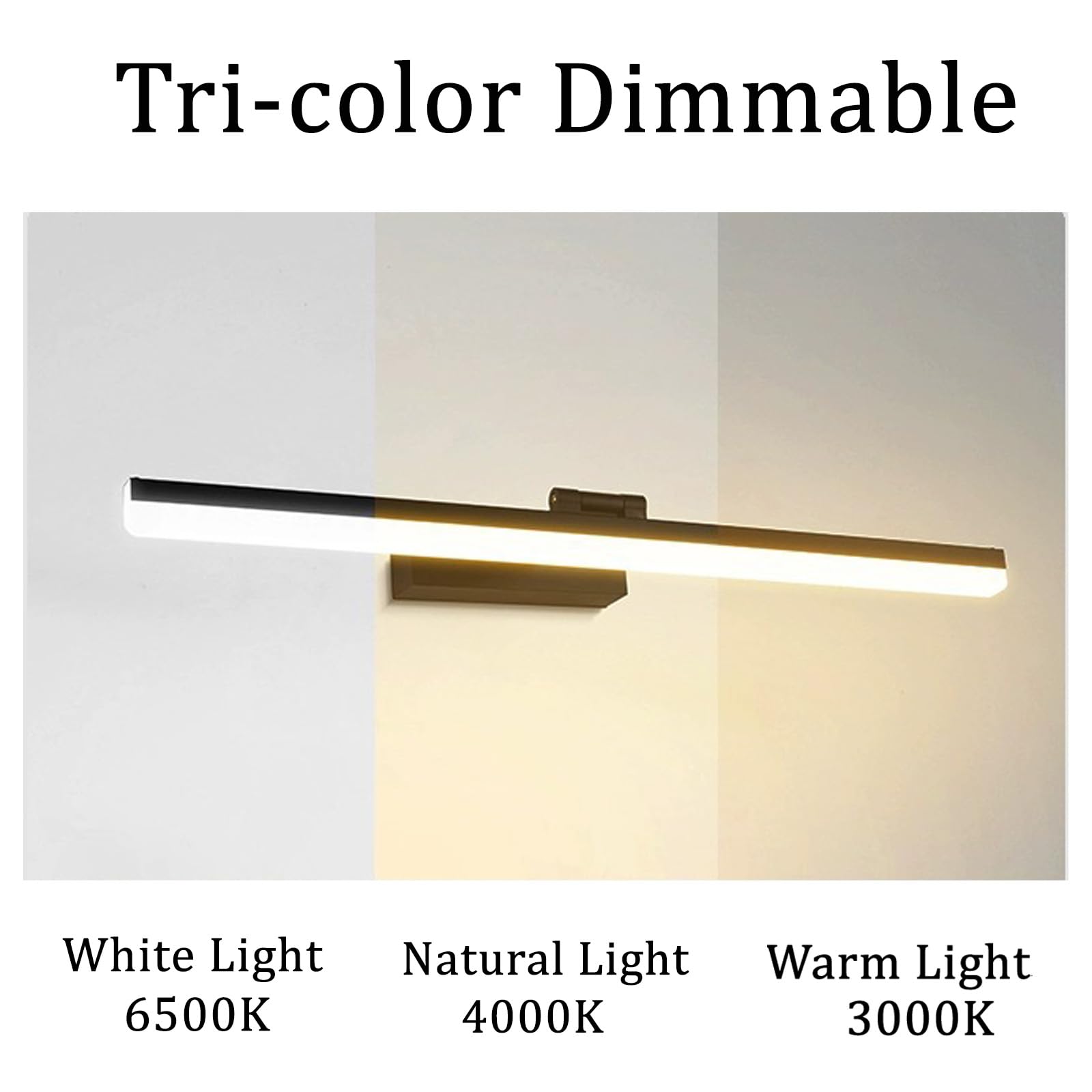 LED Spiegelleuchte Badezimmer Wasserdicht Wandleuchten 3 Farbtemperatur Dimmbar Modern Wandlampen 180° Drehbar Wandbeleuchtung für Schminktisch Wohnzimmer Make-up (Silber,70cm)