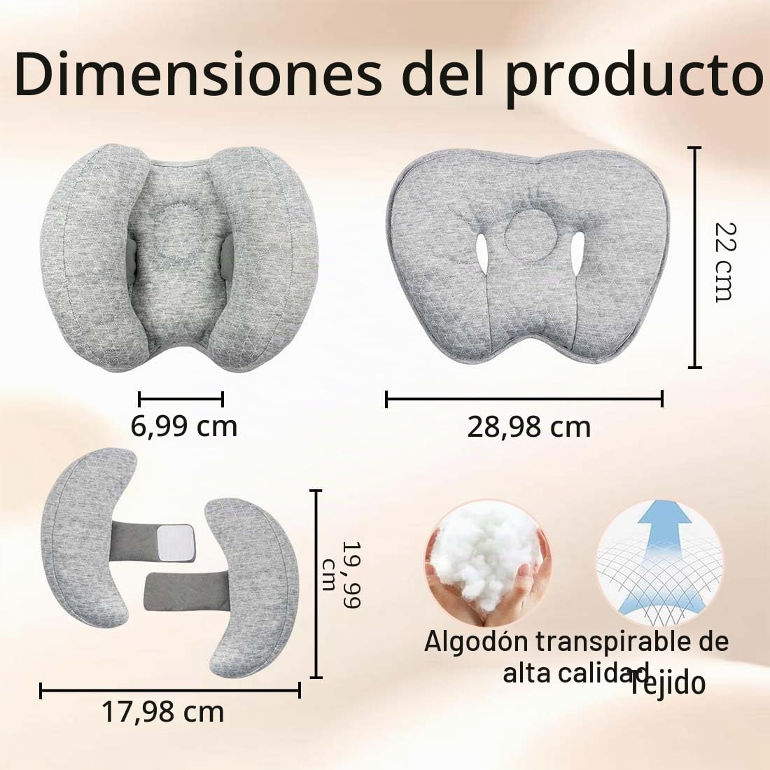 Almohada cervical para bebé, paquete de 1, almohada cervical para recién nacido, almohada cervical 2 en 1, almohada de viaje para apoyar la cabeza en el cochecito