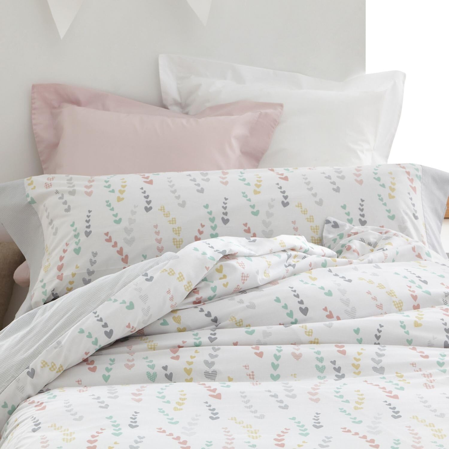 Juego De Funda Nórdica Burrito Blanco - Diseño 139 Menta (105x190/200cm)