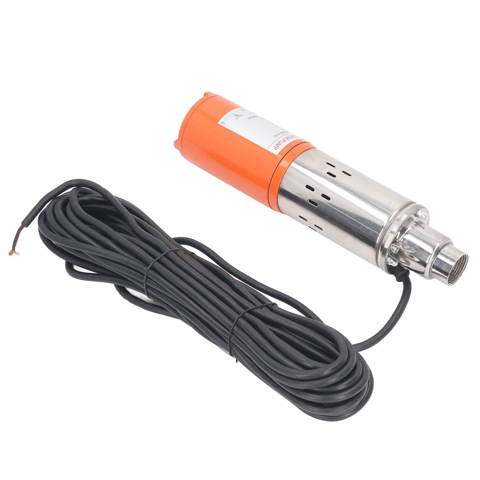 Bomba de Pozo Sumergible Solar de Acero Inoxidable, Bomba de Tornillo de 400W, 48V CC, Elevación de 60m, 1,8m³/h para Riego
