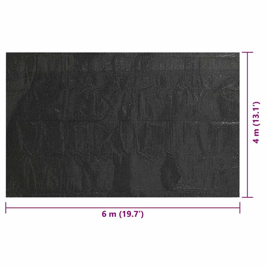 Mangloder Cubierta rectangular para piscina 600 x 400 cm, de polietileno, lámina solar negra con cámaras de aire, 110 micras para piscinas, evaporación reducida, fácil manejo en el jardín