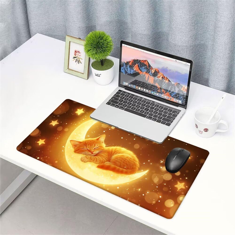 Podkładka pod mysz XXL 1000 x 500 x 3 mm dla kotów, mysz do gier, akcesoria do gier, wysoka precyzja i szybkość ze zszytymi krawędziami i antypoślizgową podstawą, do biura, domu f-293
