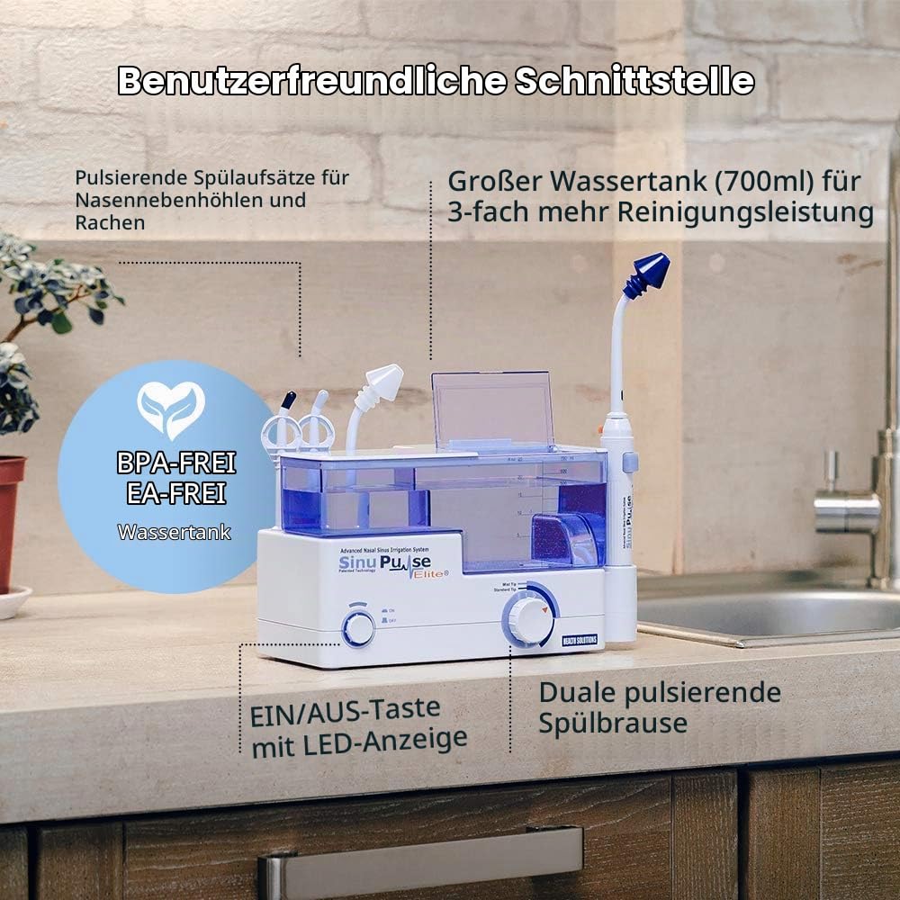 SinuPulse Elite Nasenspülung Spülsystem mit 90 Zusätzlichen SinuAir-Salz Paketen