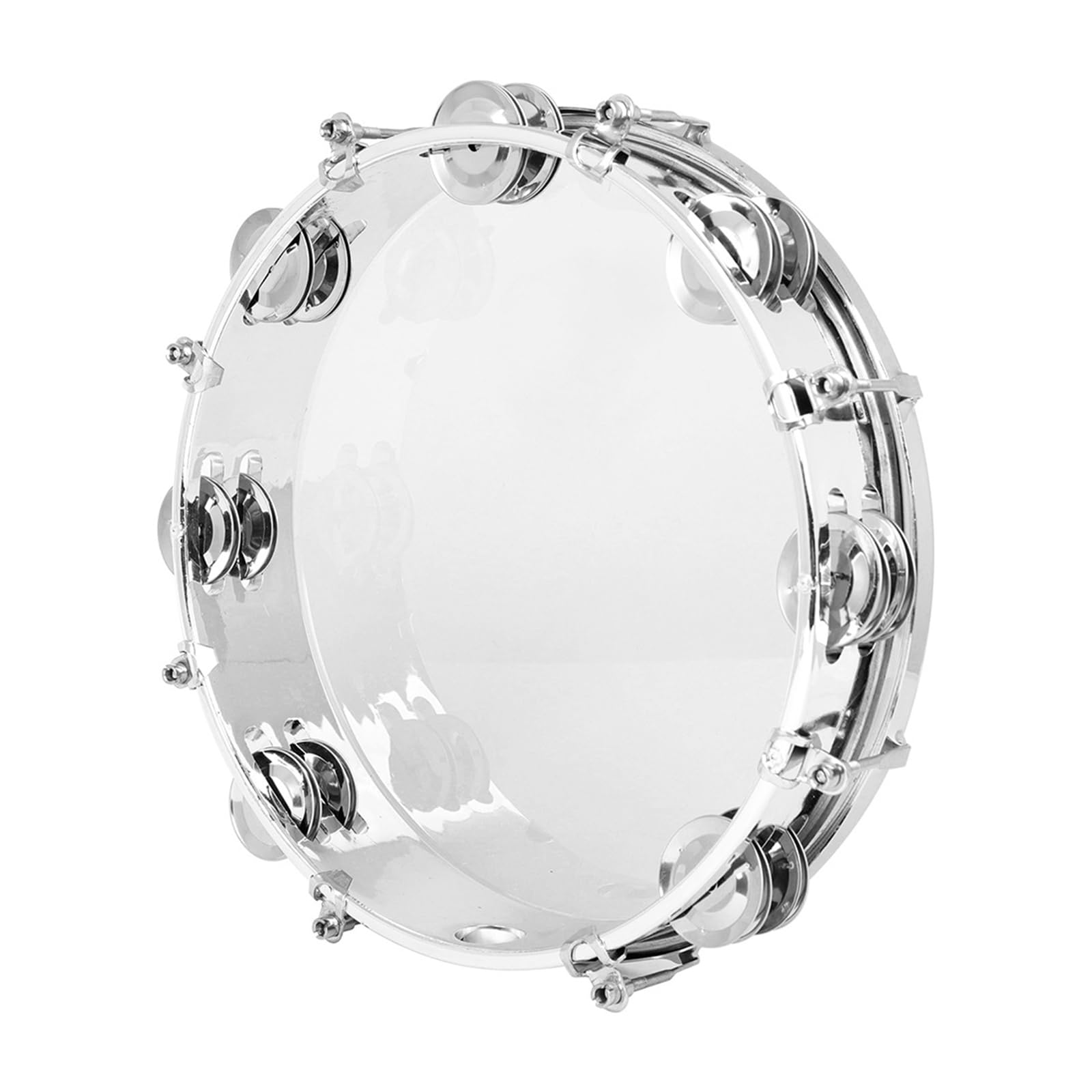 Tambourin musical rond à double rangée de 25,4 cm avec cloches en métal et poignée ergonomique