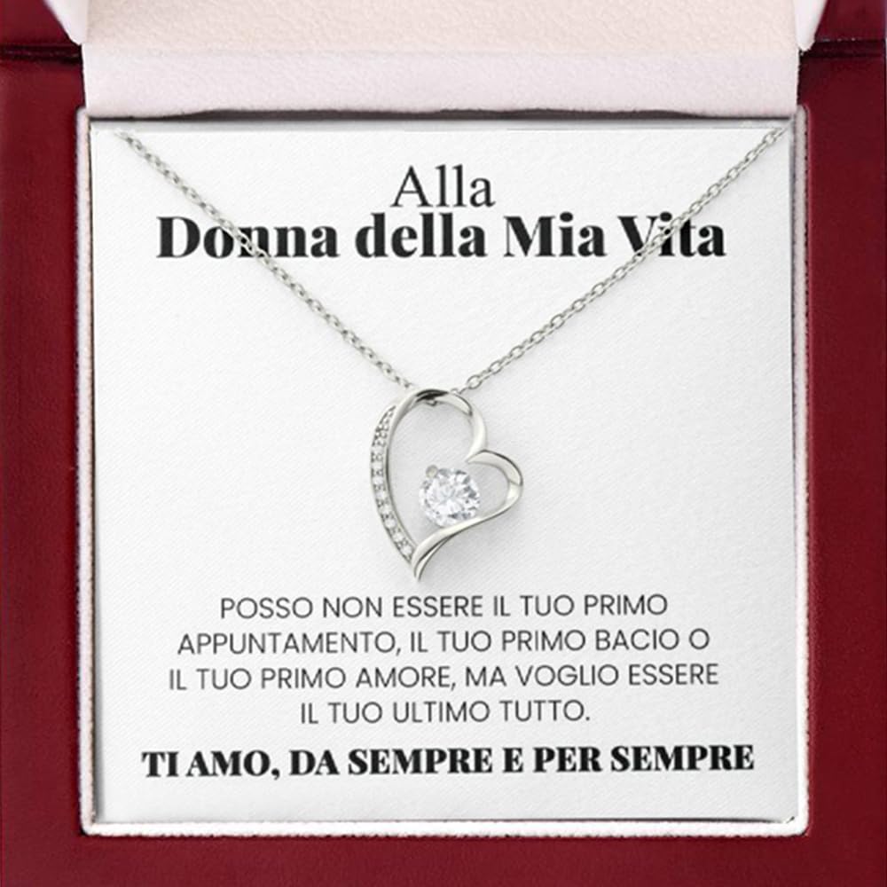 Luna Jewel Collana colore oro o argento, cuore, idea regalo fidanzata, ragazza, moglie, con cofanetto led e messaggio, ciondolo donna, gioielli, compleanno san valentino