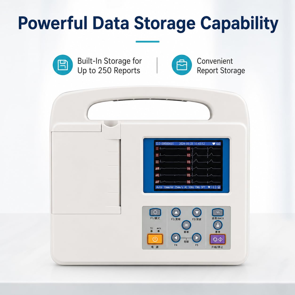 Macchina portatile ECG a 12 derivazioni, monitor cardiaco mobile con display LCD a colori per uso domestico e clinico